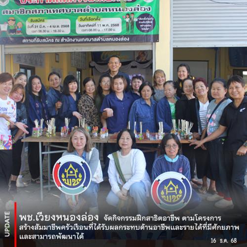 พช.เวียงหนองล่อง จัดกิจกรรมฝึกสาธิตอาชีพ ตามโครงการสร้างสัมมาชีพครัวเรือนที่ได้รับผลกระทบด้านอาชีพและรายได้ที่มีศักยภาพและสามารถพัฒนาได้ 